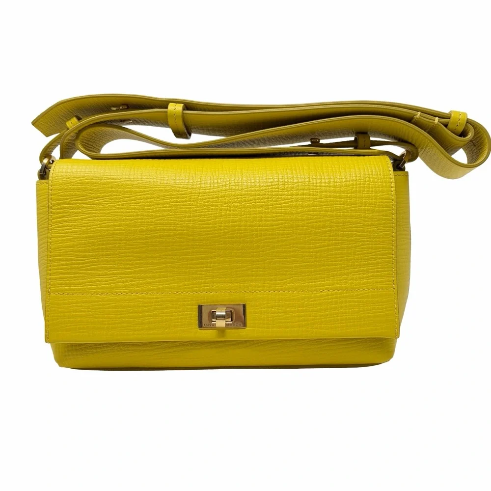 Anya Hindmarch Mortimer Cross-body Crosshatch Calf Leather in Taxi Yellow, NWT - Picture 2 of 14